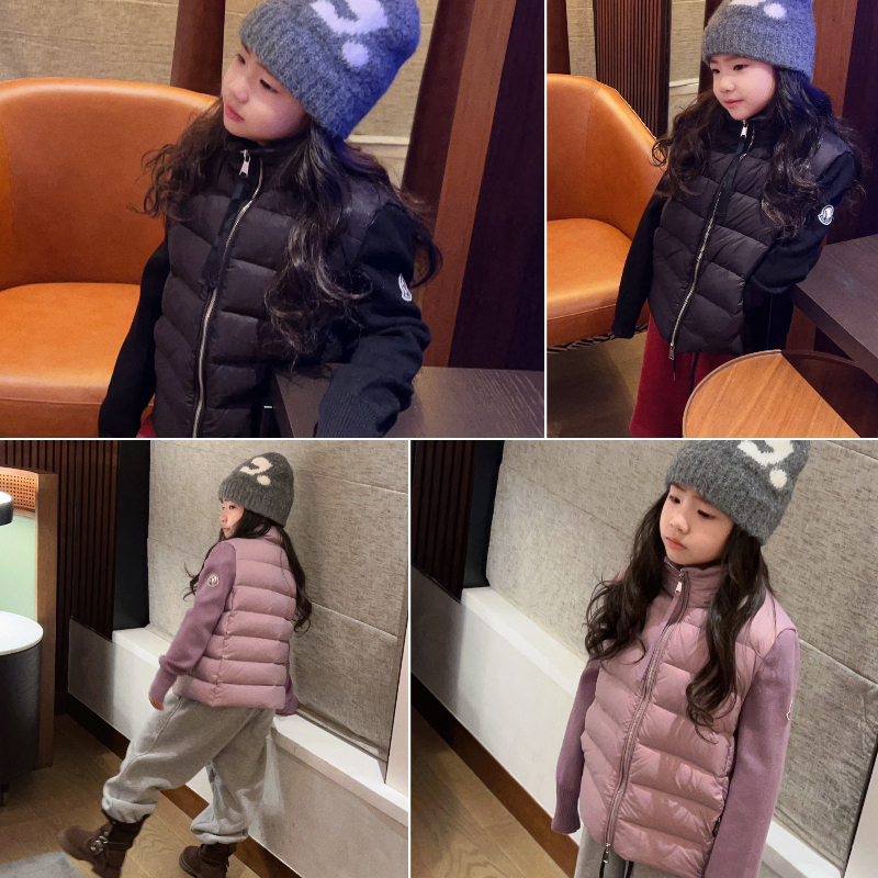 女童洋气拼接袖冬季90绒羽绒服