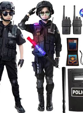 儿童玩具枪套装小特敬察衣服小警官男女童cs长短袖衣服全套coslay