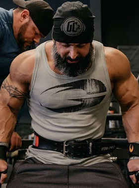 GASP美式男士健身重磅粗螺纹纯棉复古撸铁背心紧身男弹力运动黑色