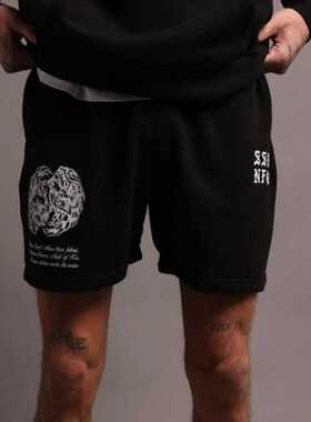 DARC狼头夏季运动训练跑步篮球宽松透气健美健身重磅潮流短裤新款