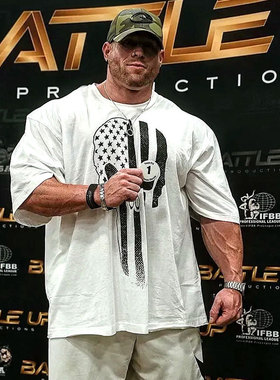 gasp夏季美式健身健美训练骷髅短袖纯棉宽松运动休闲大码半袖T恤