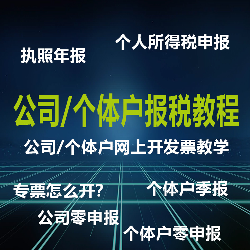 新个体户网上报税流程零0申报季度开票教程营业执照公司企业年报