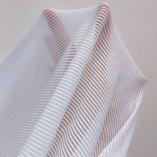 弹力透视肌理贴身打底网纱设计师镂空面料 女服装条纹diy创意布料