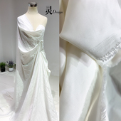 丝绸面料弹力丝滑白色绸缎汉服古风设计师布料高档服装 内衬里布