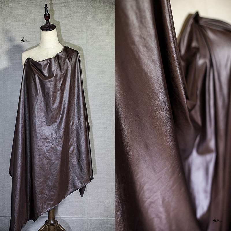 diy薄款复古棕色pvc服装仿真皮