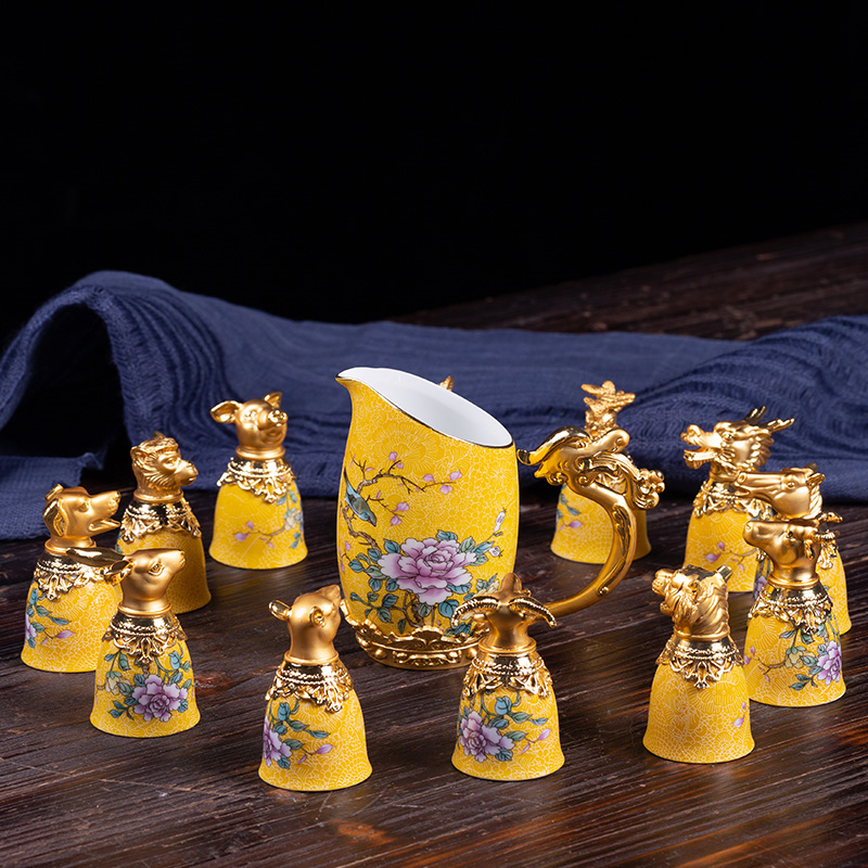 景德镇十二生肖兽首中式风小酒盅