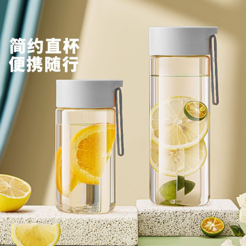 高颜值塑料杯透明耐高温学生in小众便携水杯简约随手杯子