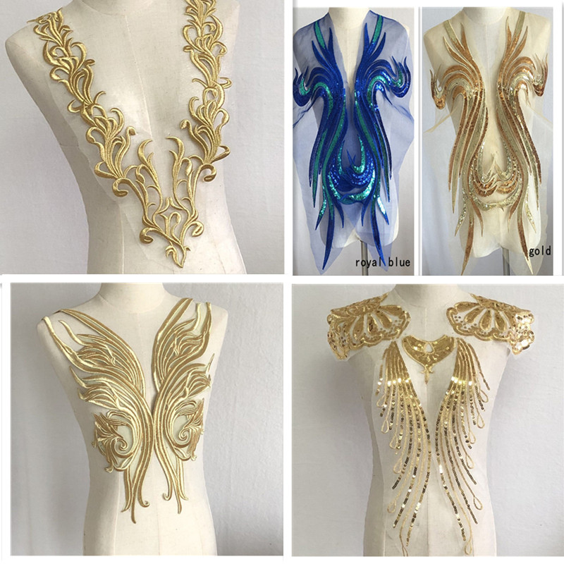 刺绣领花 金线亮片绣花片花饰布贴 手工缝制 网纱 DIY辅料,居家布艺,布贴,淘宝优惠券,粉丝福利购,淘宝优惠卷