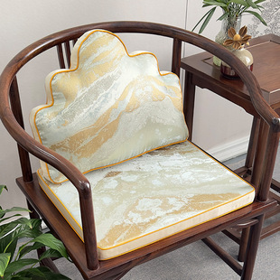 中式椅垫坐垫靠山枕实木椅子圈椅茶桌椅高弹海绵垫子防滑四季通用