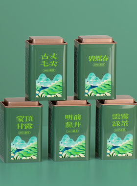 新款绿茶茶叶罐储存铁罐明前龙井信阳毛尖密封罐碧螺春金属罐定制