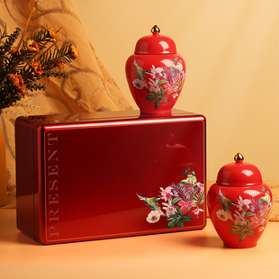 春节新品茶叶包装罐空礼盒通用密封陶瓷罐双罐半斤包装祥瑞可定制