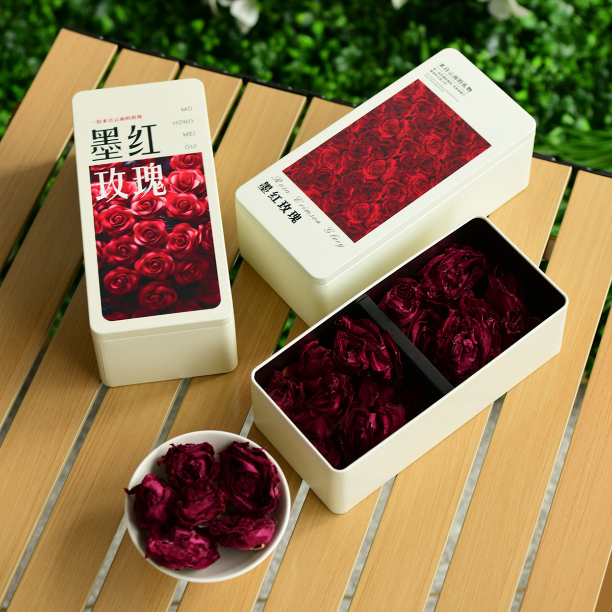 墨红玫瑰包装铁盒马口铁包装盒云南冻干大朵玫瑰礼盒包装伴手礼