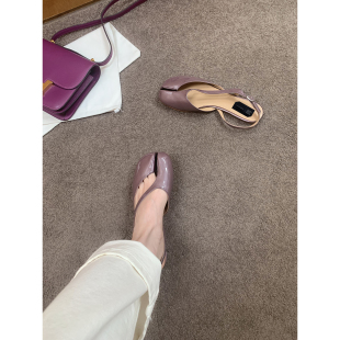 真皮鞋 玛丽珍梦幻紫分趾鞋 底 26新款 喜欢去收藏加购