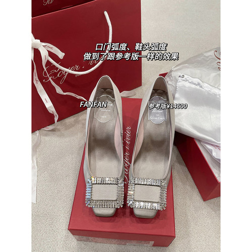 2025新款钻扣绸缎高跟鞋