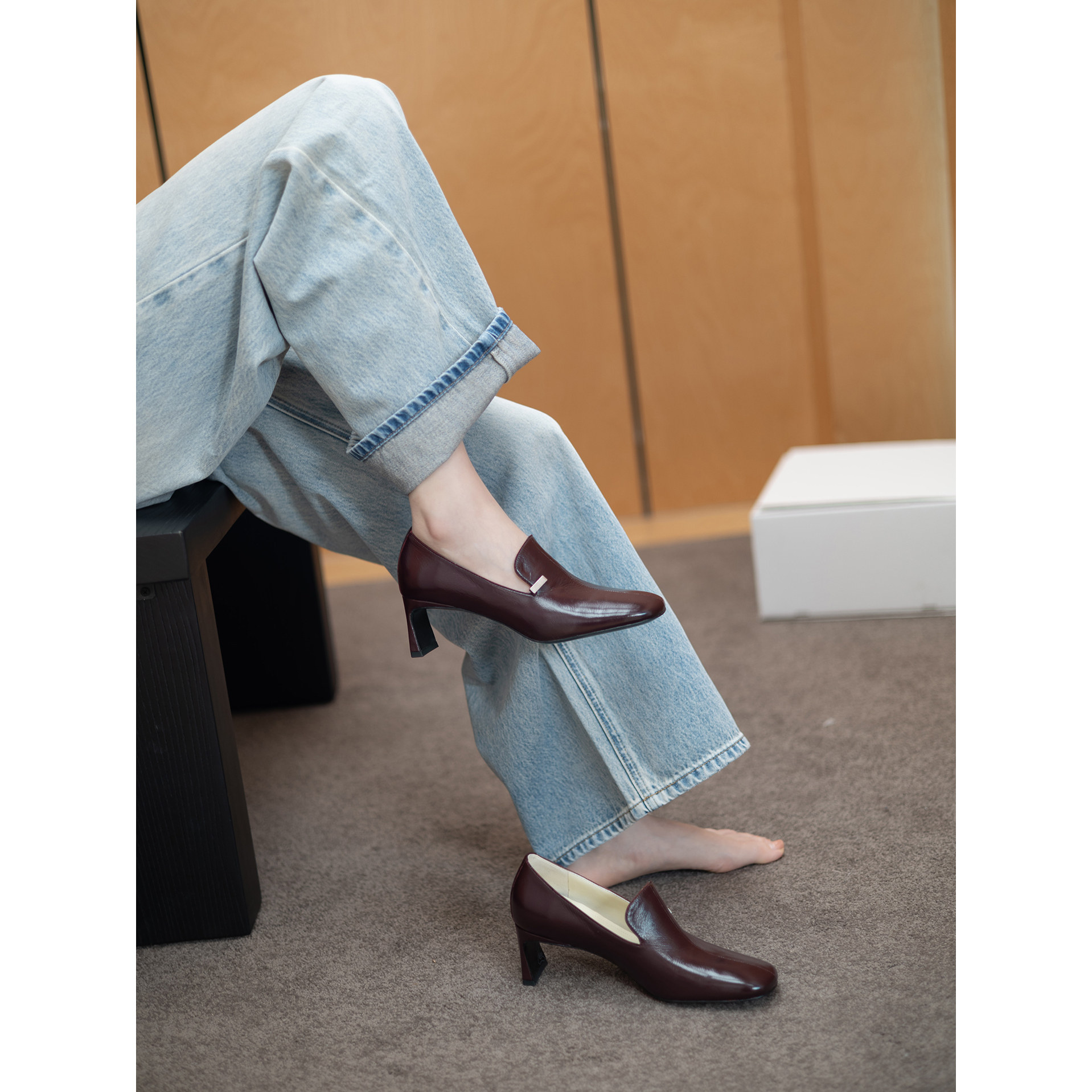 【benefanfan】气质女孩高跟单鞋里外全皮真皮鞋底