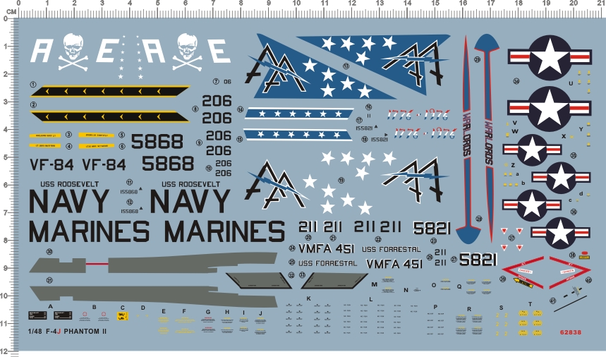 62838直升机F-4J美军Phantom II日本鬼怪F14水贴 12*21