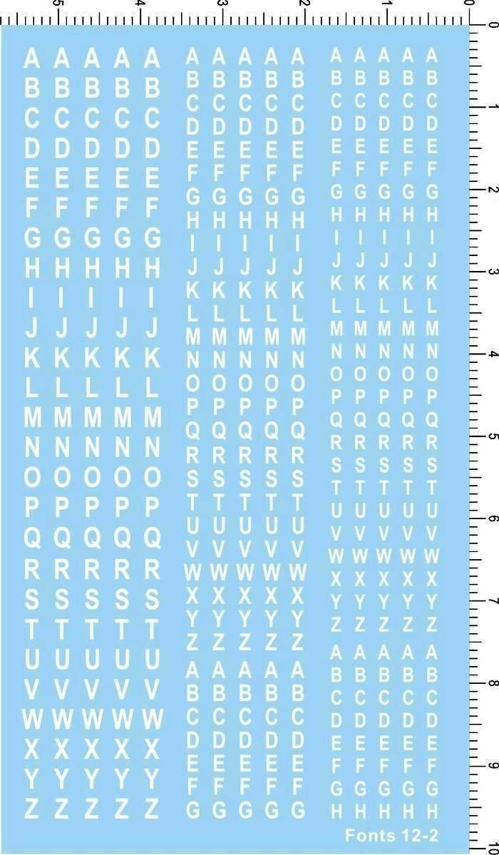 fonts 12-2 Arial Narrow 英文字母水贴纸 白