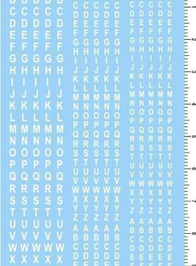 fonts 12-2 Arial Narrow 英文字母水贴纸 白