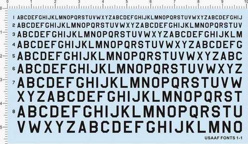 USSAAF FONTS 1-1-A5803/4 美国美军字体英文字母水贴纸