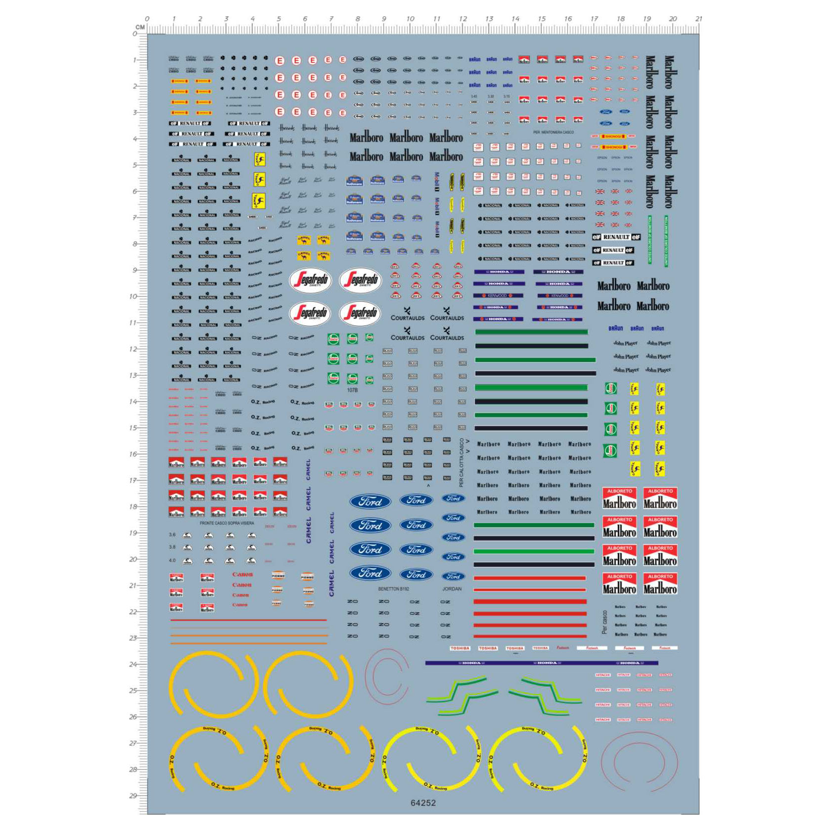汽车模型 1:20 F1 一级方程式赛车(通用标志).专用水贴【64252】