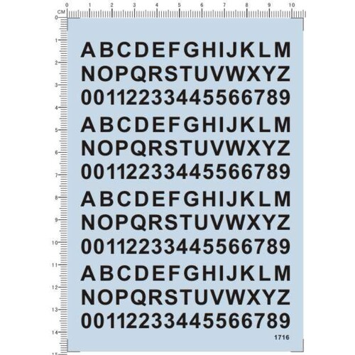 1716 ARIAL数字1/72利华救援船英文字母(A-Z)模型水贴纸 黑