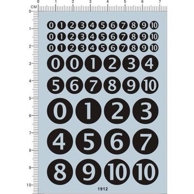 圆形数目字数字号码牌车牌车号 模型水贴纸 1912