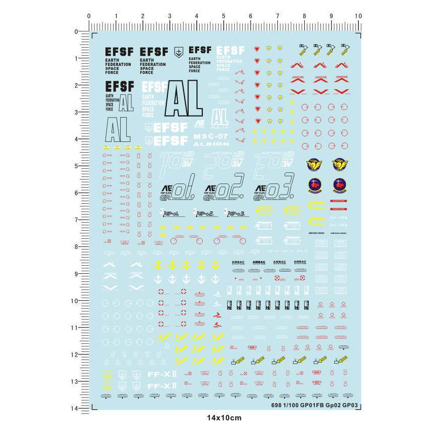 高达模型 MG RX-78 GP01/GP02/GP03(通用水贴).专用水贴【698】
