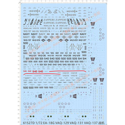 飞机模型 1:72 EA-18G/VAQ-129/131 电子战机.专用水贴【61527D】