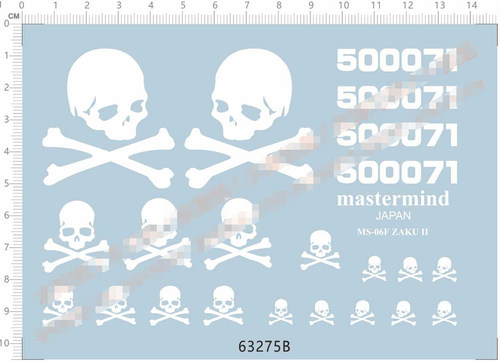 GD模型 PG 1/60  Zaku MS-06F 暗黑扎古 骷髅头专用水贴 63275B