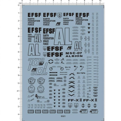 1/60 RX-78 GP-01 gd水贴 5321 PG 机甲模型 水转印贴纸  10*14cm