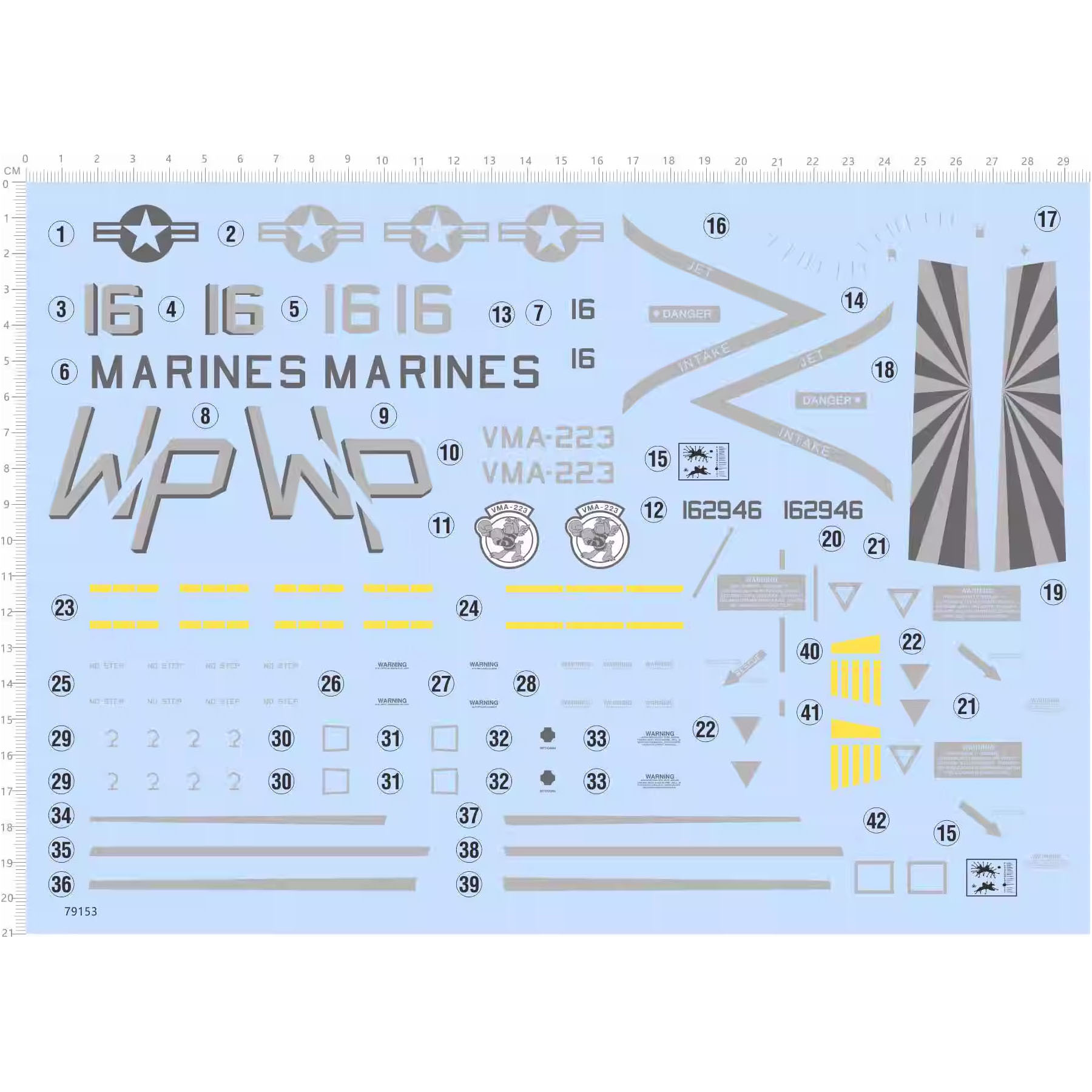 飞机模型 美国海军陆战队(AV-8B)鹞式/攻击机.专用水贴【79153】