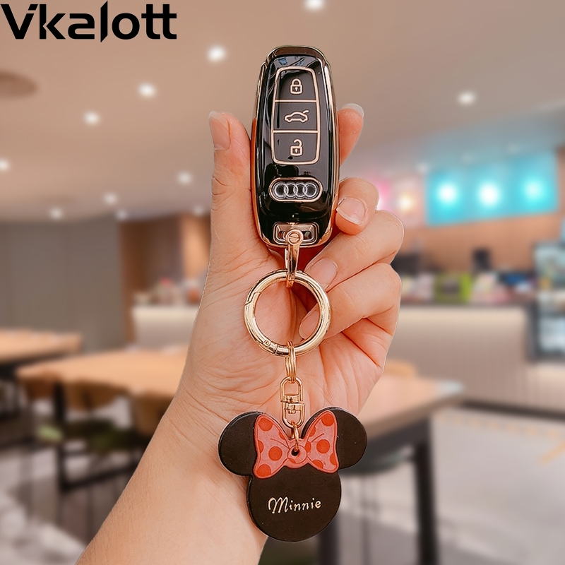 适用奥迪A6L钥匙套A4L壳Q3车Q5L包Q2l扣A3女2022款 Q7 A8 Q3L卡通