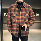 店主风毛呢夹克英伦外套双面呢衬衫格子大衣D203-68243P335控599，男装夹克，电商D203(原钱塘6011)