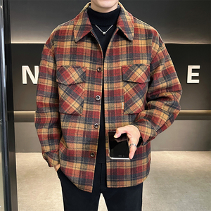 店主风毛呢夹克英伦外套双面呢衬衫格子大衣D203-68243P335控599图片