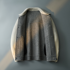 呢子外套秋冬英伦风渐变男款翻领休闲短款夹克D203-Y007P355控669图片