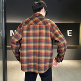 店主风毛呢夹克英伦外套双面呢衬衫格子大衣D203-68243P335控599，男装夹克，电商D203(原钱塘6011)