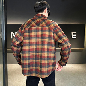 店主风毛呢夹克英伦外套双面呢衬衫格子大衣D203-68243P335控599图片