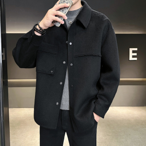 店主风混色长毛毛呢衬衫青年秋冬装外套大衣 D203-68309P335控599图片