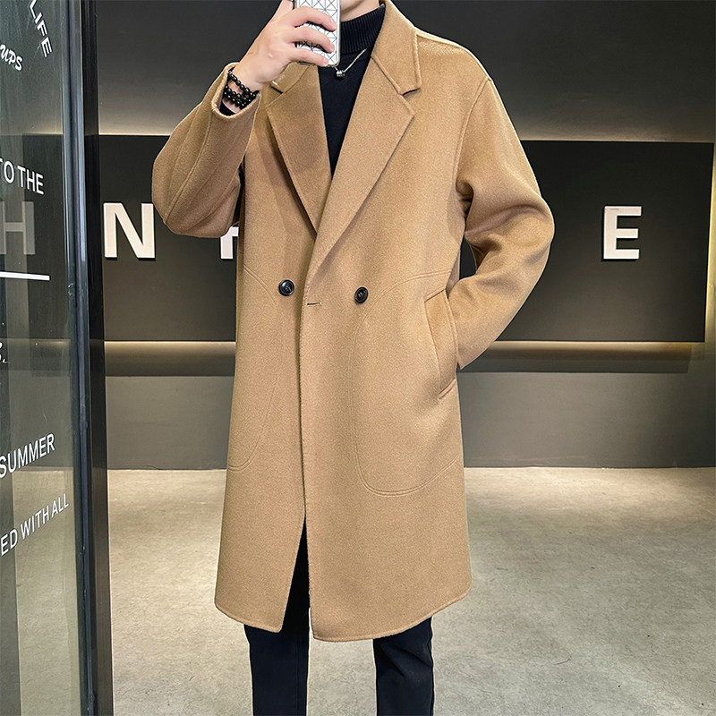 店主风中长韩版呢子大衣简约毛呢风衣外套D203-546P555控798，男装风衣，电商D203(原钱塘6011)