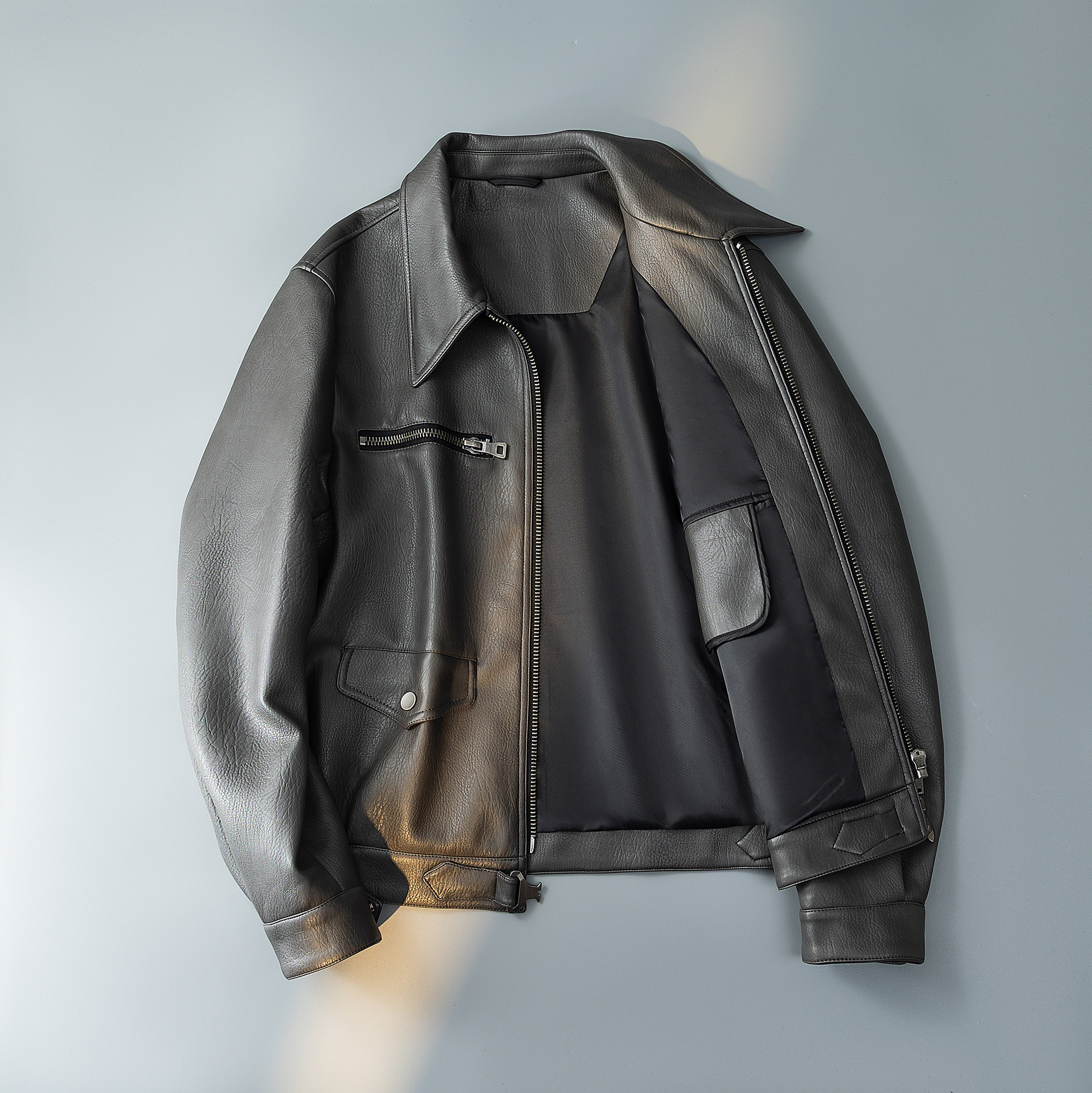 秋季新款男士短款皮衣外套时尚百搭休闲机车服d203-9182-p325,男装皮衣,电商D203(原钱塘6011)