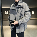 店主风韩版羊毛衬衫立体纹理夹克毛呢大衣D203-66315P395控595，男装夹克，电商D203(原钱塘6011)