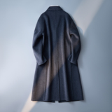 双面呢羊毛大衣男长款英伦风西装领呢子毛呢黑灰色D203-5889P355，男装毛呢大衣，电商D203(原钱塘6011)