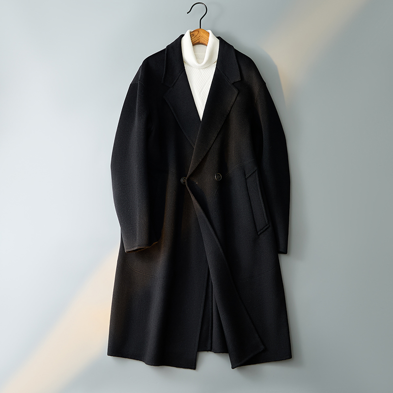 2024双面呢中长韩版呢子大衣简约毛呢风衣外套D203-546P555控798，男装风衣，电商D203(原钱塘6011)