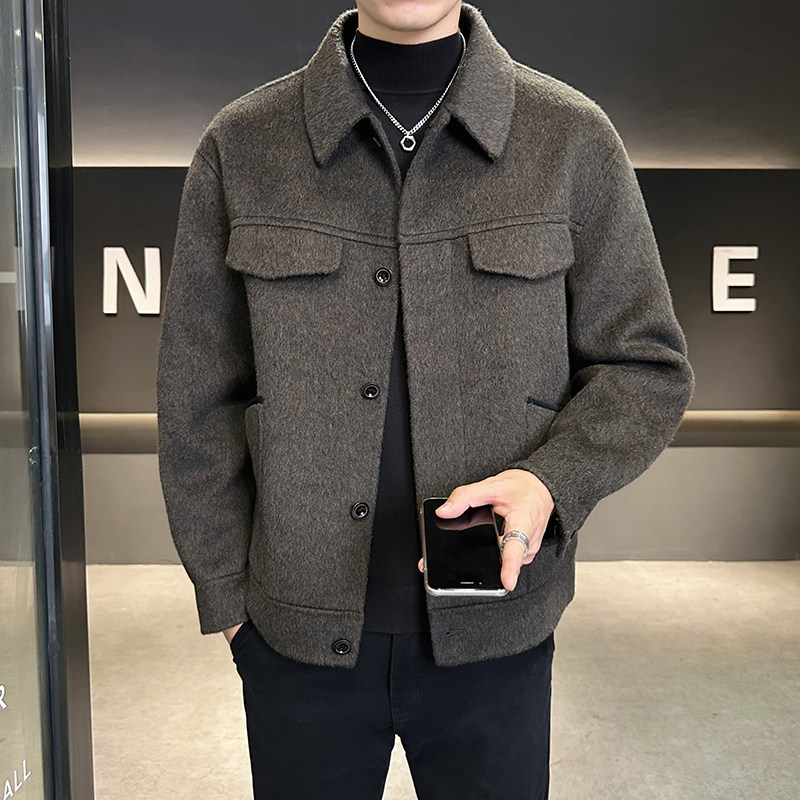 店主风长毛混色双面呢男士夹克青年毛呢大衣D203-68057P335控599,男装夹克,电商D203(原钱塘6011)