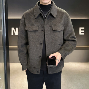 店主风长毛混色双面呢 男士夹克青年毛呢大衣D203-68057P335控599图片