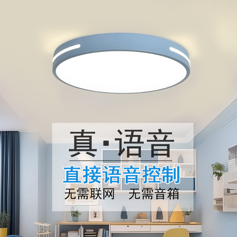 led吸顶灯圆形卧室灯简约现代主卧语音房间灯客厅书房阳台灯具