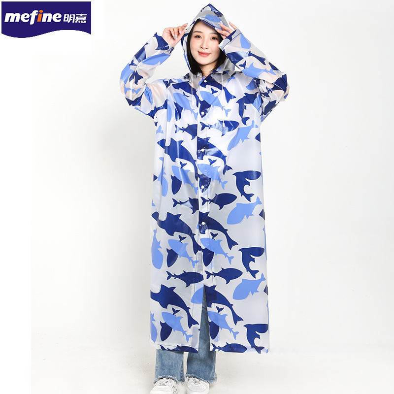 明嘉满印EVA雨衣时尚水果动物字母图案成人徒步非一次性便携雨衣