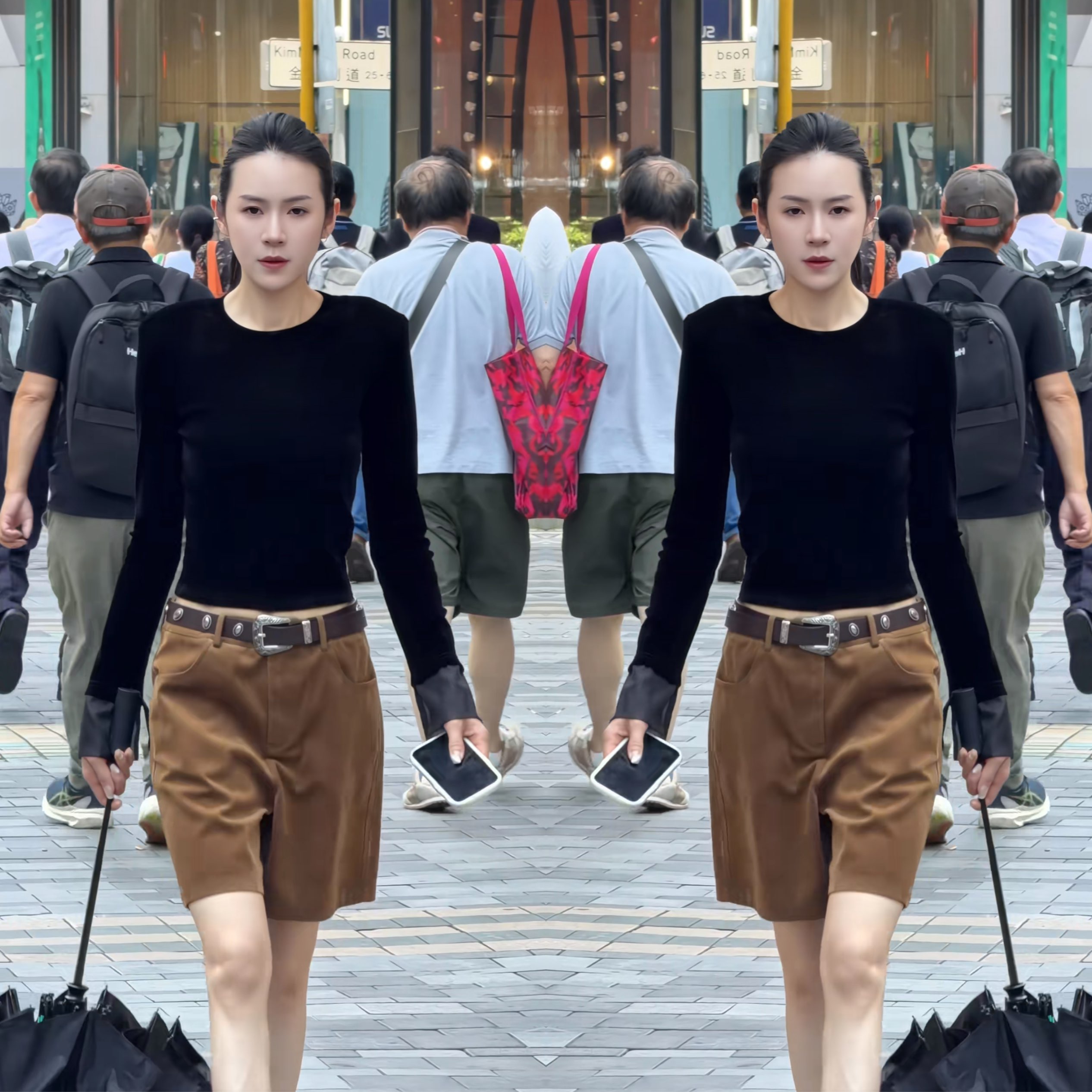 欧货长袖丝绒上衣搭高腰显瘦短裤