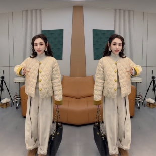 减龄青春活力小众时髦开衫重工优雅温柔淑女可爱俏皮棉服外套穿搭