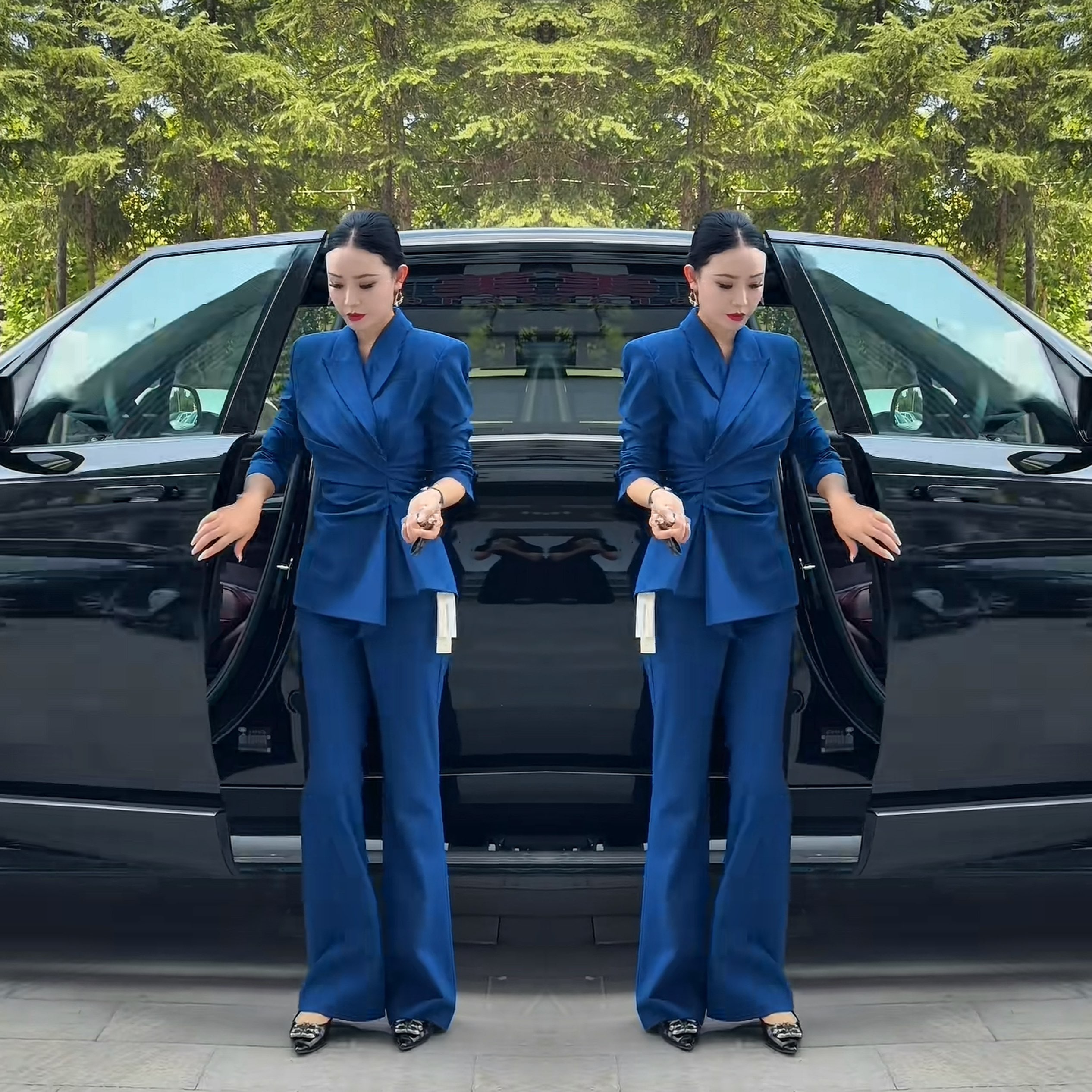通勤西装显瘦两件套外套裤子潮